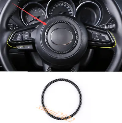 Carbon Fiber Steering Wheel Center Logo Ring Trim For Mazda CX-5 CX5 2017-2020 • $23.19