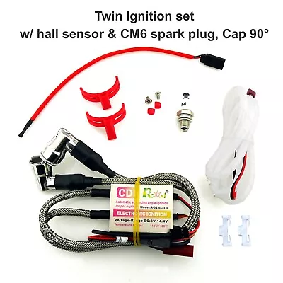 Rcexl Twin Ignition CDI W/ Hall Sensor & CM6 Spark Plug For Gas Engine RC Plane • $67.99