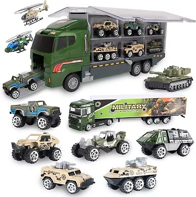 Jenilily Military Truck Toy Army Models Alloy Vehicle Tank Jeep Mini Cars For Ki • $51.79