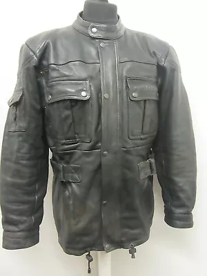 Vintage 80's Belstaff Heavy Leather Motorcycle Touring Jacket Size 38  M + Liner • $310.03