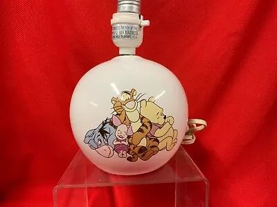 Vintage Disney Classic Winnie The Pooh Round White Lamp Pooh & Friends Works • $29.99