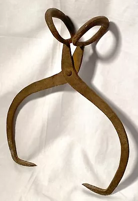 Ice Tongs Antique Forged Steel Original Condition Not Restored 17  X 10  X 5  • $12.99