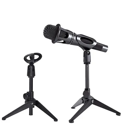 Microphone Desk Adjustable Stand Tripod Desk Top Clip Holder Foldable Table Mic • £4.78