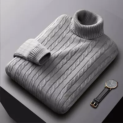 Men's Turtleneck Soft Sweater 2023 Warm Knitted Autumn/winter Pullover Jumper • $34.98