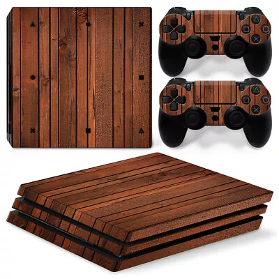 $10.22 • Buy Dark Wood Decal Protective Skin Cover Sticker For PS4 Pro Console & Controllers