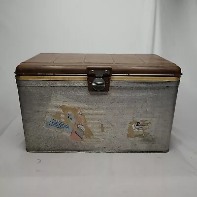 Vintage Thermaster Poloron Aluminum Ice Chest Wood Grain Cooler • $39.99