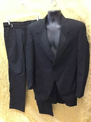 Vintage After Six Black Tuxedo Tails Suit Steampunk Stripe 38S Jacket 30X32 Pant • $49