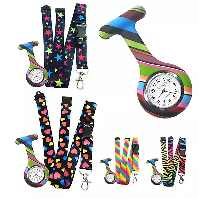 SpiriuS FLORAL Silicone Fob Nurse Watch + Neck Strap Lanyard For ID Badge Holder • £7.99