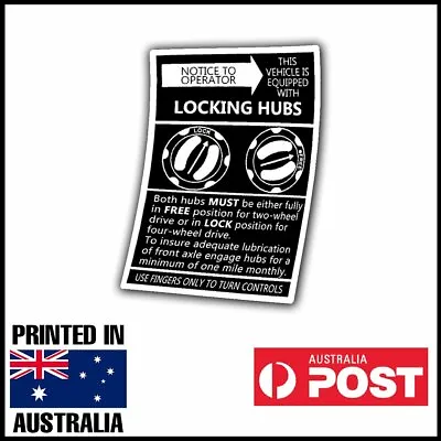 $9.95 • Buy Landcruiser Locking Hub Instructions Decal Sticker Toyota Ute 70 40 Series