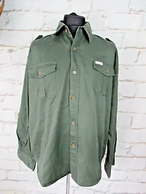 £22.50 • Buy Esse Emme Italian Olive Green Military Style Button Shirt XL