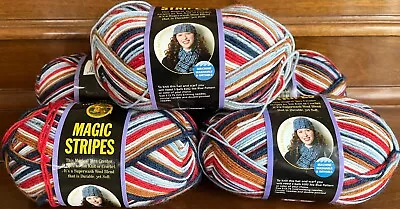 Lion Brand Magic Stripes #201 DENIM STRIPE Yarn  Lot Of 6/ 3.5 Oz Each • $22.99