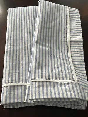 Laura Ashley Home Pillow Shams(2)Euro Blue/White Stripes 100% Cotton • $23.50