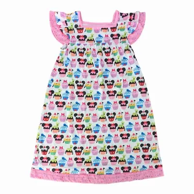 NWOT Disney Store Girls Mickey Mouse & Friends Cupcake Print Nightgown Size 9-10 • $9.99