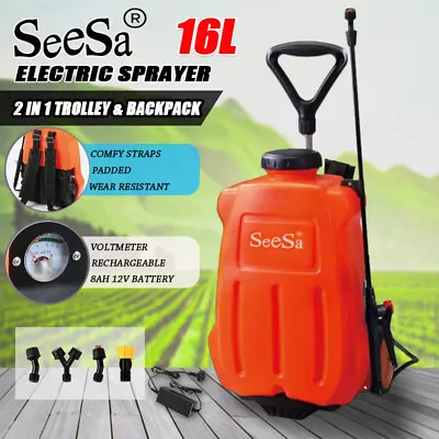 SeeSa Electric Weed Backpack Sprayer With Trolley 16L Spot Spray Garden Tank Pum • $95