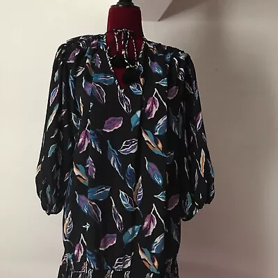 Vintage Diane Freis STYLE  Georgette  Dress XL Puff 3/4 Sleeves • $27.99