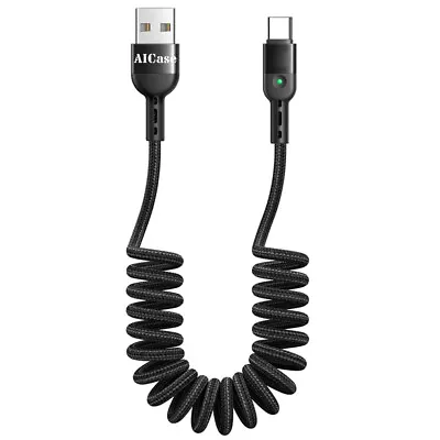 AICase USB A To USB C Nylon Coiled Spiral Fast Charging Data Cable Cord 6FT • $11.99