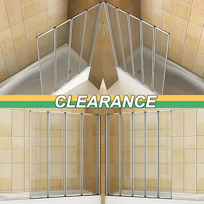 £68 • Buy 4 / 5 Folds Pivot Folding Glass Screen Over Bath Shower Door Panel 1400mm AICA