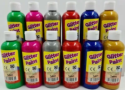 £22.99 • Buy 12 X 200ml GLITTER Paint Childrens Ready Mixed Non Toxic Kids Paints Bottles