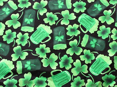 Lucky 4-leaf Clover Irish Shamrock Beer David Textiles Cotton Sew Quilt Fabric • $18.99