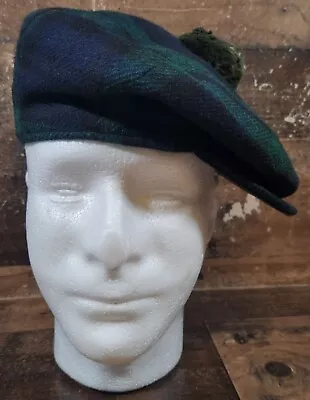 Macnaughtons Scottish Bonnet Tartan Hat Cap Plaid Pom Vintage 80s Tam Beret Wool • $29.99