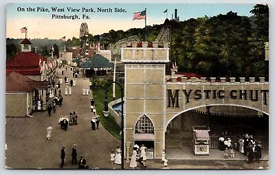 Pittsburgh PA~West View Park~Midway Pike~Mystic Chutes~Roller Coaster~c1910 PC • $15