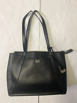 Michael Kors Black Crossgrain Leather Maddie Tote Shoulder Bag Handbag • $25