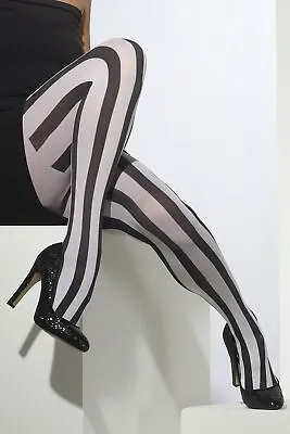 Smiffys Opaque Striped Tights Pantyhose Ass. Colours Adults Fancy Dress • £6.19