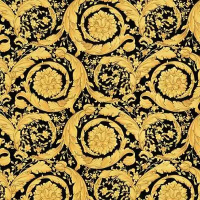 Gold Black Barocco Flowers Mimas Versace Wallpaper • $3.82