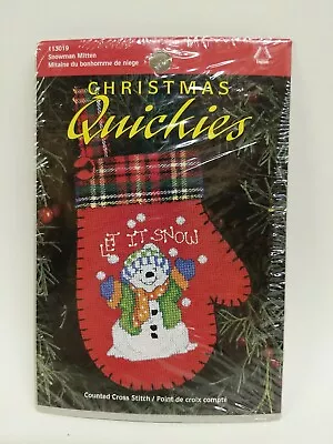 Christmas Quickies - Counted Cross Stitch Kit - Snowman Mitten Ornament 113019 • $10.50