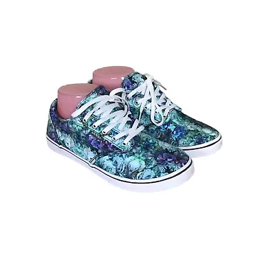 VANS Atwood Low Floral Graphic Womens Sneakers Blue Green Size 6.5 Listed As 7 • $25