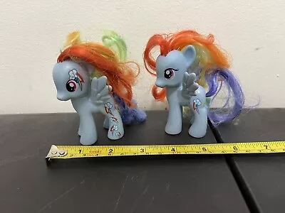 My Little Pony Lot Of 2 Rainbow Dash 2010 Hasbro Brushable Hair Wings 3” MLP 🌈 • $20.99