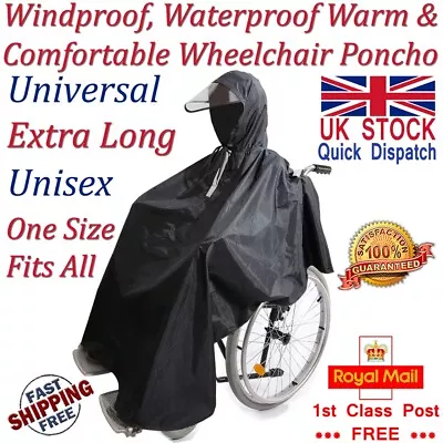 LTG PRO® Wheelchair Poncho Rain Coat Cover Waterproof Hooded Mobility Aid Unisex • £14.99