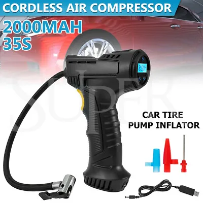 Automatic Cordless Car Tyre Inflator Handheld LCD Digital Air Compressor Pump • $26.99