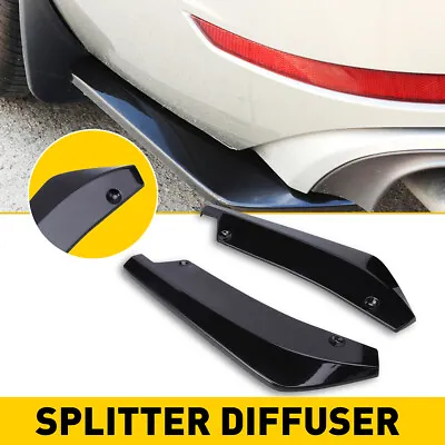 Gloss Black Car Rear Bumper Fin Canard Splitter Diffuser Valence Spoiler Lips • $26.93