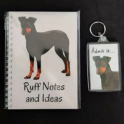 Manchester Terrier Novelty Notebook (A6) & Key Ring Dog Set NEW • £3.25