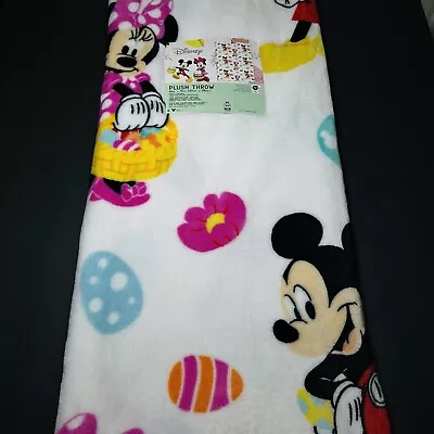 Disney Mickey & Minnie Mouse Throw Blanket 50”x70” Easter Eggs Basket Spring NEW • $42.99