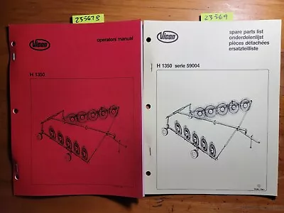 Vicon H1350 Ten Wheel Rake Owner's Operator's Manual 70.002.864 + Parts 59004 • $15