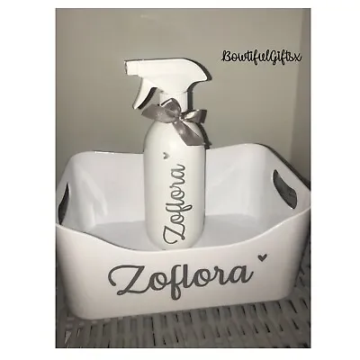 £14.90 • Buy Personalised Zoflora Caddy And Spray Bottle Hearts Pretty Mrs Hinch Home White