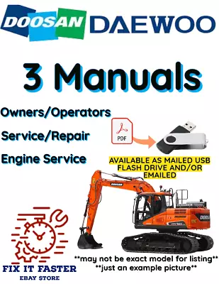 Doosan-daewoo Solar 340lc-v Crawler Excavator Operators Service Engine Pdf Usb • $50