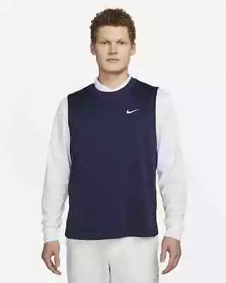 NWT Nike Dri-FIT Tour Men's Golf Vest Sweater Navy Heather L / XL DR5289-410 $85 • $49.49