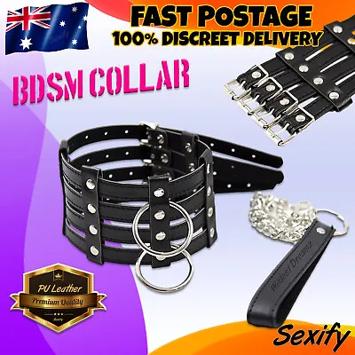 BDSM Bondage Collar Set Leash Metal Chain Restraints Fetish Choker Kit Sex Toy • $21.95
