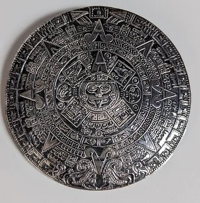 Massive Sterling 925 Aztec Mexican Mayan Calendar Pendant Pin ~Hencho En Mexico  • $69.99