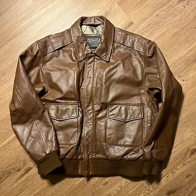 Vintage Type A-2 Flyers Leather Brown US Army Air Force Leather Jacket L Reg • $75