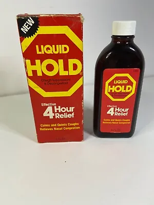 NOS Vintage Box & Bottle Unopened Beecham Liquid Hold Cough Syrup Pittsburgh M2 • $18.98