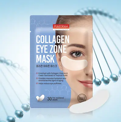 PUREDERM Collagen Eye Zone Mask 30 Sheets Korean Skin Care Original K-Beauty UK • £3.99