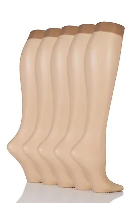 £7.99 • Buy Elle  Ladies 15 Denier Sheer Lightweight Knee High Socks In 5 Pair Multipack Box