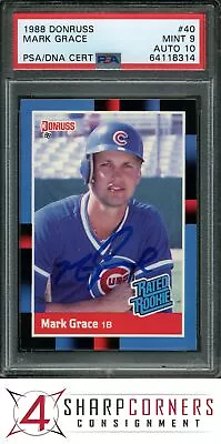 1988 Donruss #40 Mark Grace Rc Rated Rookie Cubs Psa 9 Dna Auto 10 • $46.65