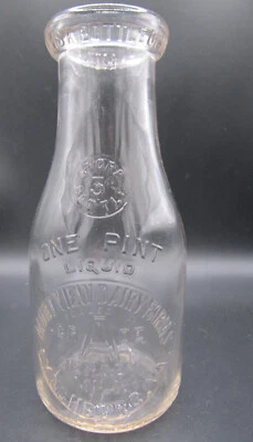 $38 • Buy Montview Dairy Farms, Embossed Pint Milk Bottle, Jersey Milk, Lynchburg, VA