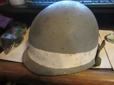 Original WWII M-1  SCHLUETER Front Seam SWIVEL Bail Helmet FIRESTONE Liner G 9 • $299.99