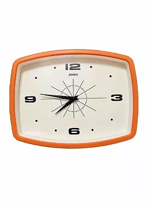 Jones Clocks - Movie Retro Wall Clock - Mid Century Wall Clock - Orange • $55